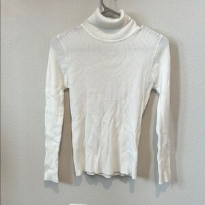 White Ribbed Turtleneck Sweater
